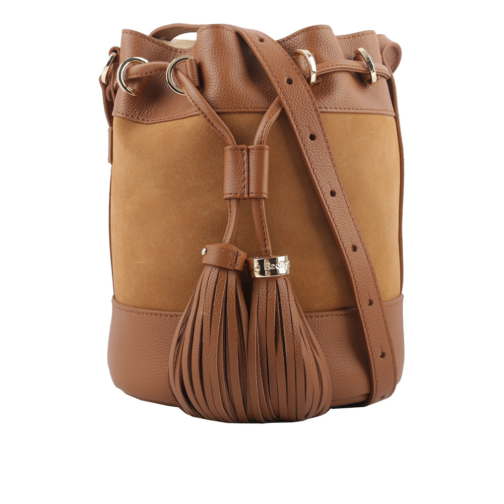 【See by Chloé】VICKI 山羊皮拼麂皮水桶包
