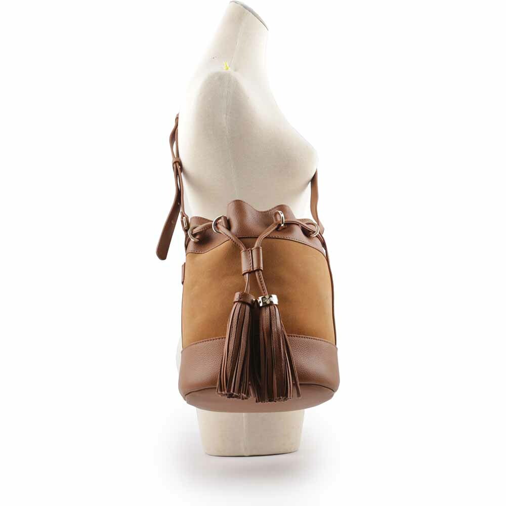 【SEE BY CHLOE】VICKI 山羊皮拼麂皮水桶包(棕色) CHS23ASC12330242