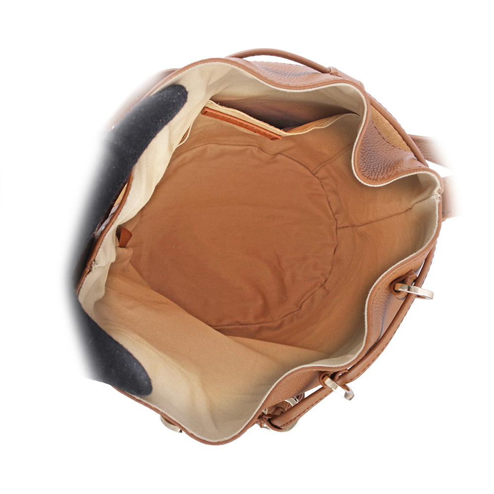 【SEE BY CHLOE】VICKI 山羊皮拼麂皮水桶包(棕色) CHS23ASC12330242