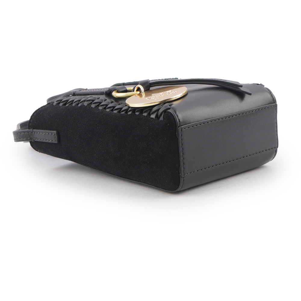 【SEE BY CHLOE】Tilda 小牛皮拼麂皮迷你二用托特包(黑色) CHS23USC05C99001