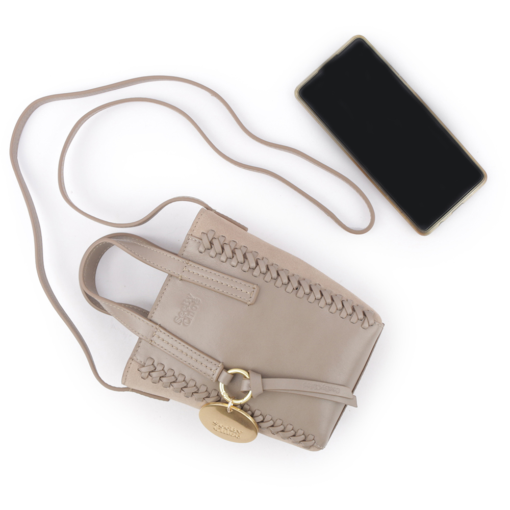 【SEE BY CHLOE】Tilda 小牛皮拼麂皮迷你二用托特包(灰色) CHS23USC05C9923W