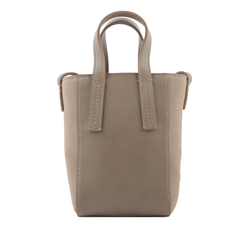 【SEE BY CHLOE】Tilda 小牛皮拼麂皮迷你二用托特包(灰色) CHS23USC05C9923W