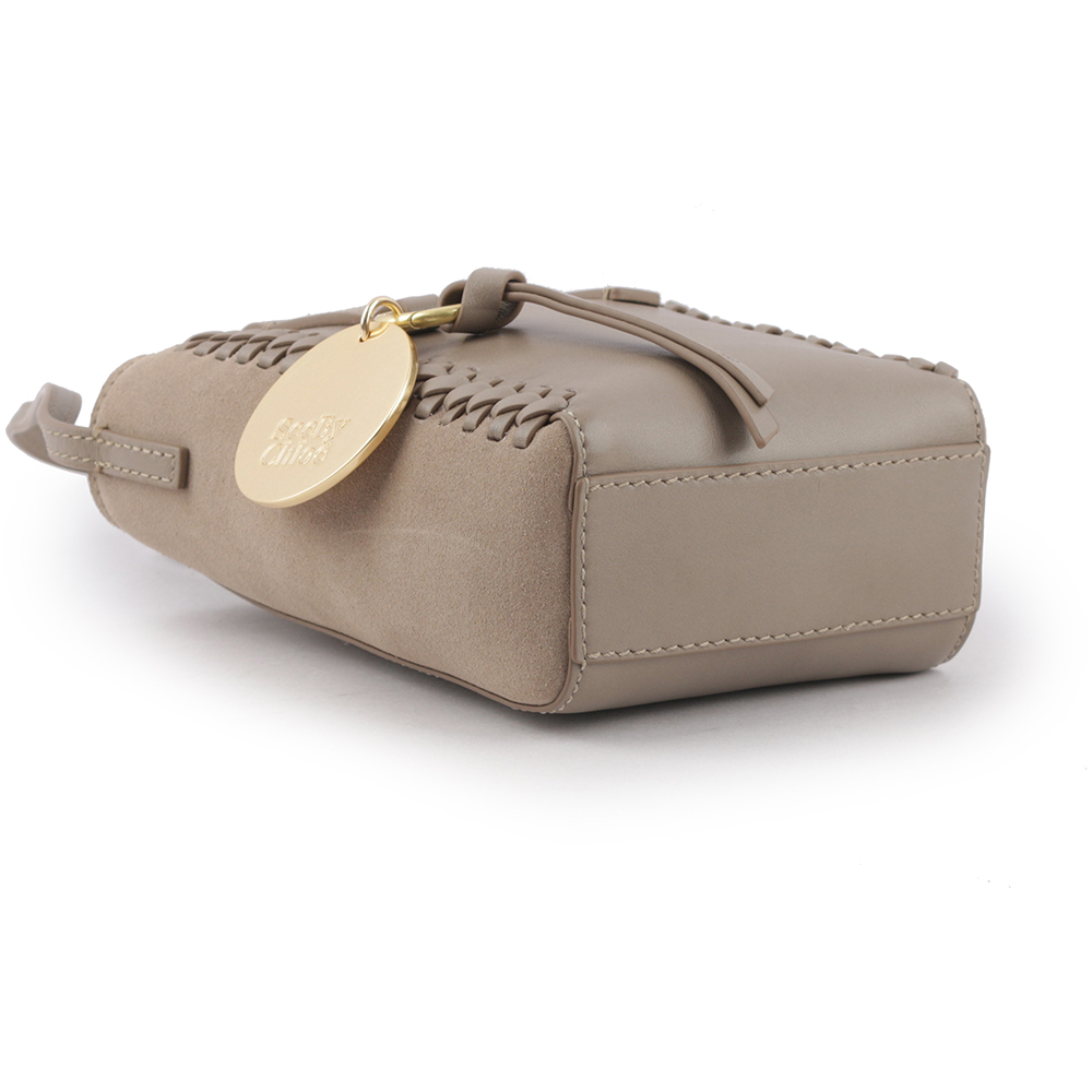 【SEE BY CHLOE】Tilda 小牛皮拼麂皮迷你二用托特包(灰色) CHS23USC05C9923W