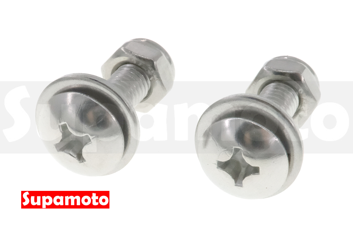 -Supamoto- 白鐵 車牌 螺絲 不鏽鋼 大牌 M6 牌架 6mm 墊片 M6*20 M6X20 十字螺絲