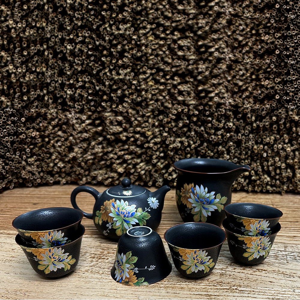霧光黑牡丹茶具組｜1壺1海6杯 1壺2杯多款任選 質感茶器推薦