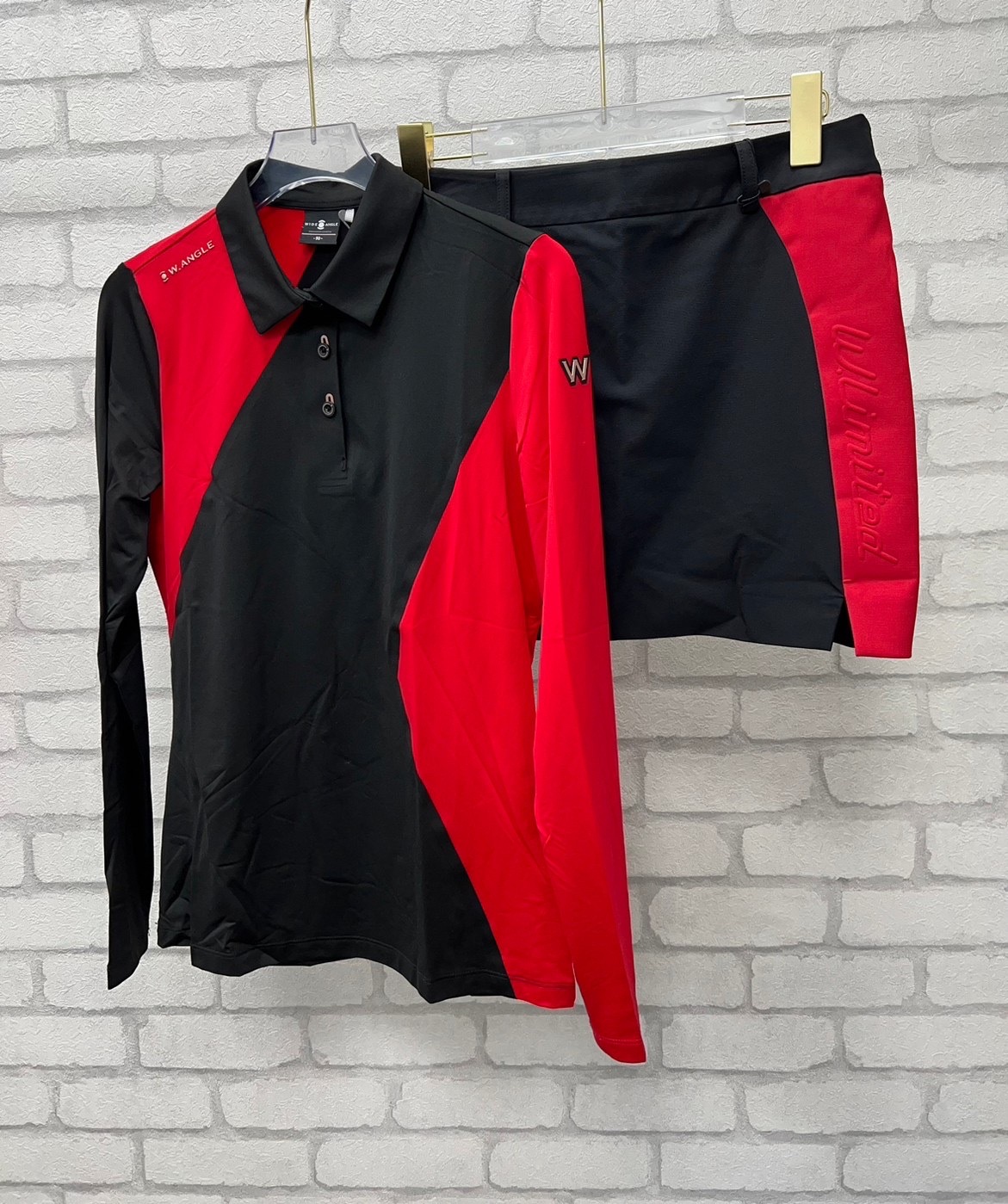 女【現貨】5折起/韓版女神高爾夫球衣/正韓 WANGLE品牌經典款 上班淑女套裝 氣質套裝 雙色相間窄裙褲 #ＭＷ112418