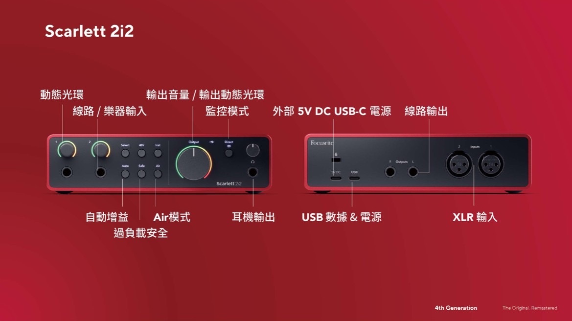 【全新第四代】Focusrite Scarlett 4th Gen 2i2 錄音介面 第 5 張圖片｜三峽錄音 / 音響