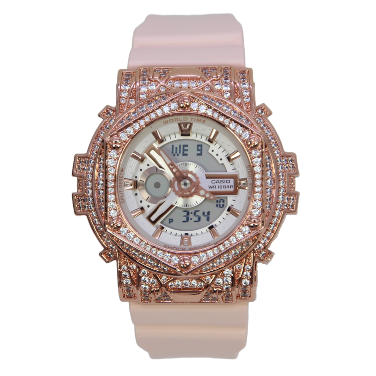 玫瑰金色 改裝手錶 BA-110RG-4A - Rokkaku