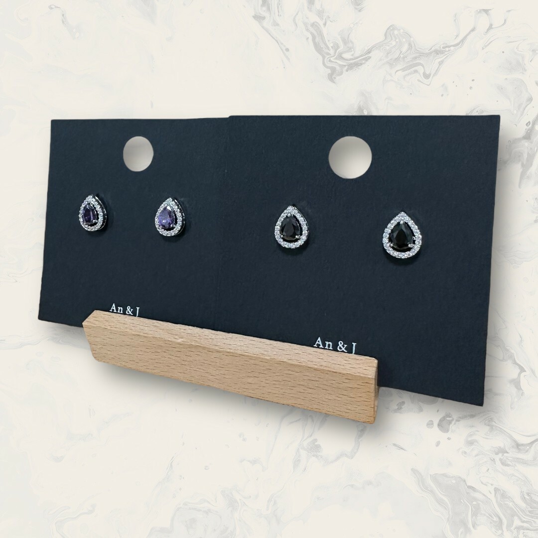 韓國直送-銀針 線鋯水滴框中大水滴鋯 鍍白金 2色