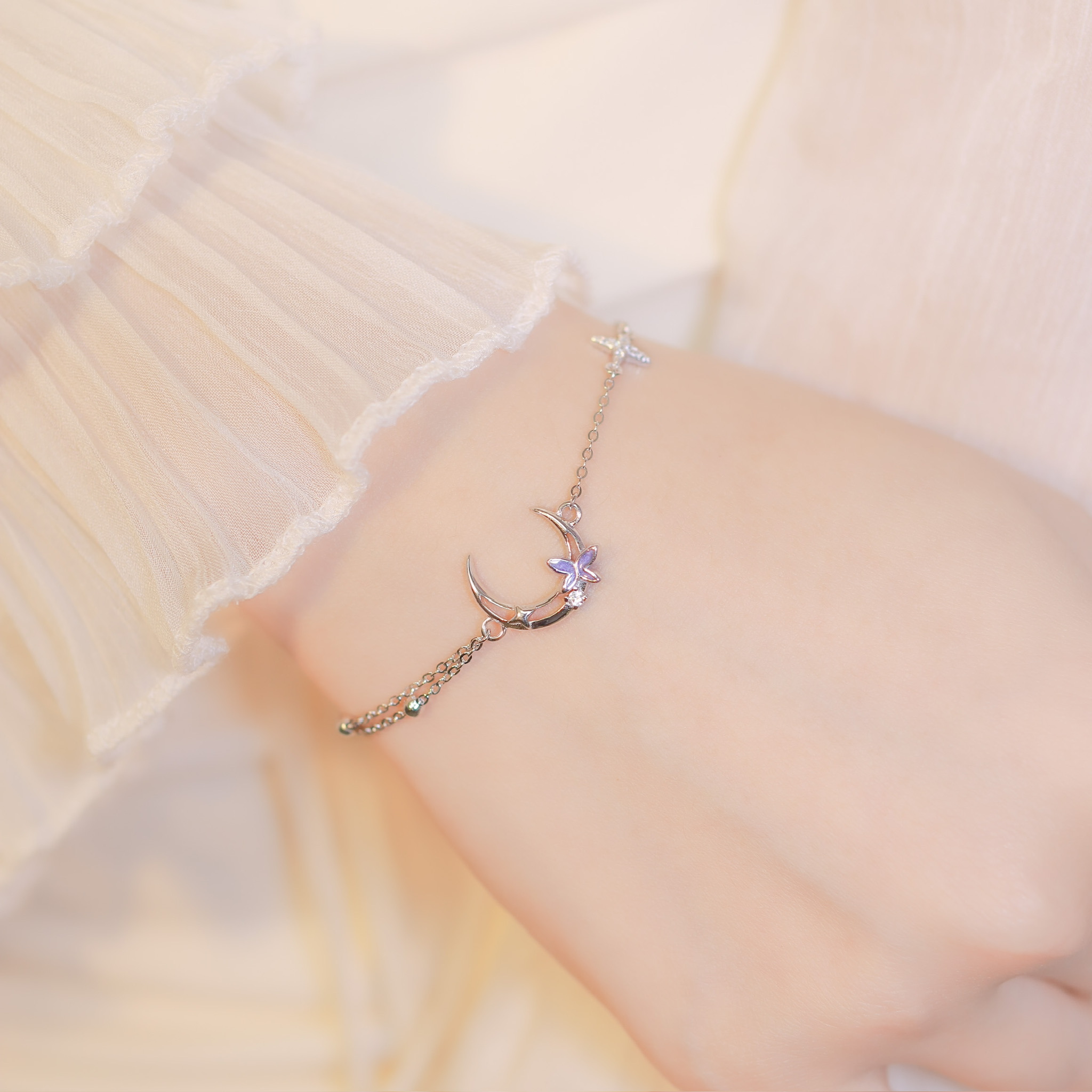 | 925純銀・白金 | 蝴蝶夜遊手鏈 | BR0934 |