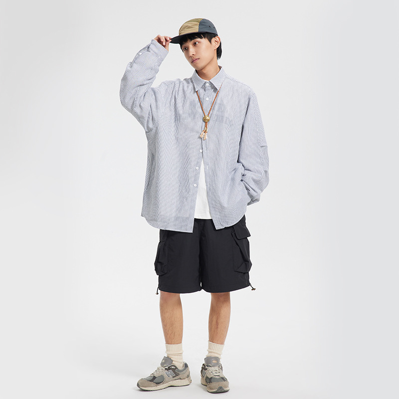 9M13 日系文青風細條紋襯衫 兩色