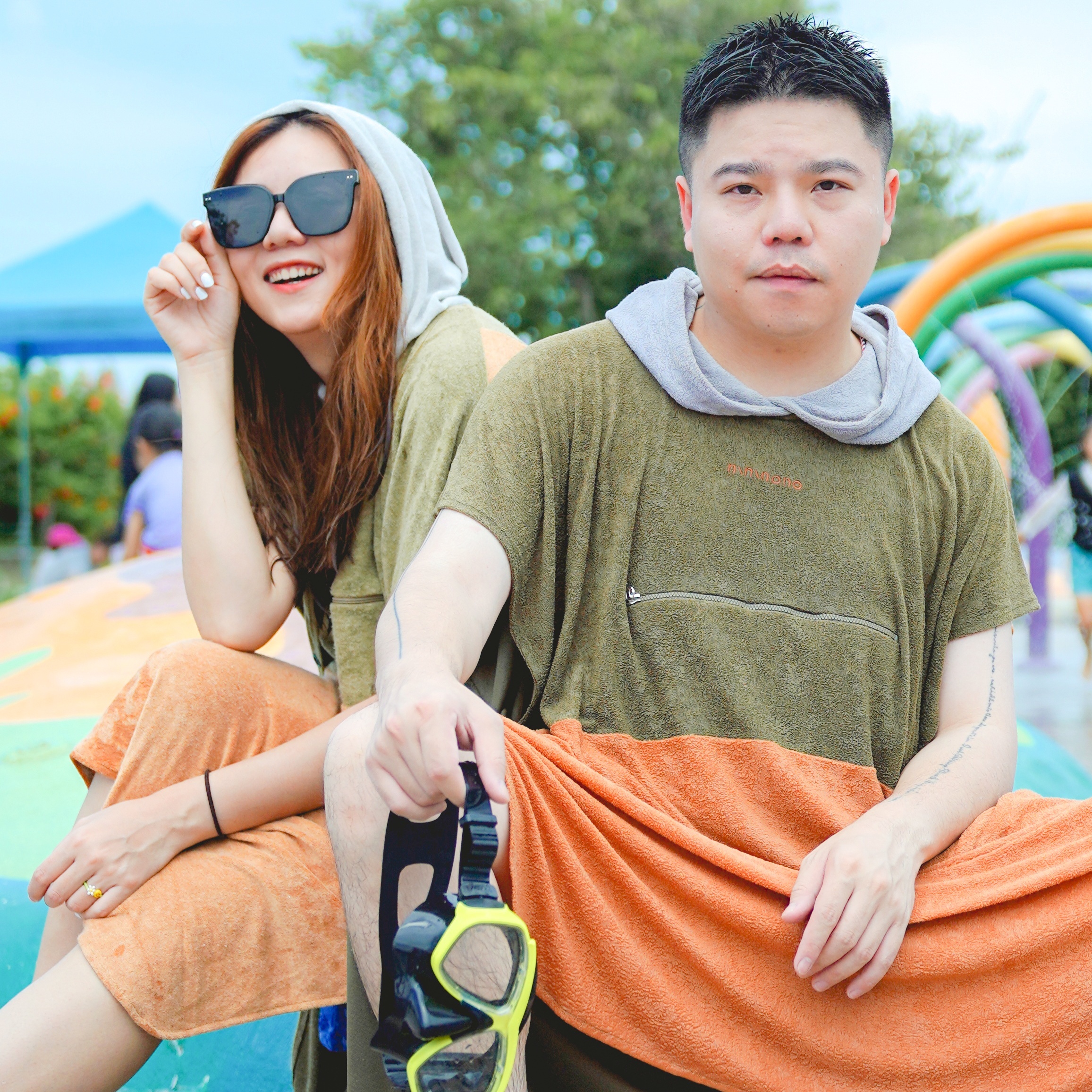 小容包毛巾衣(綠X棕)