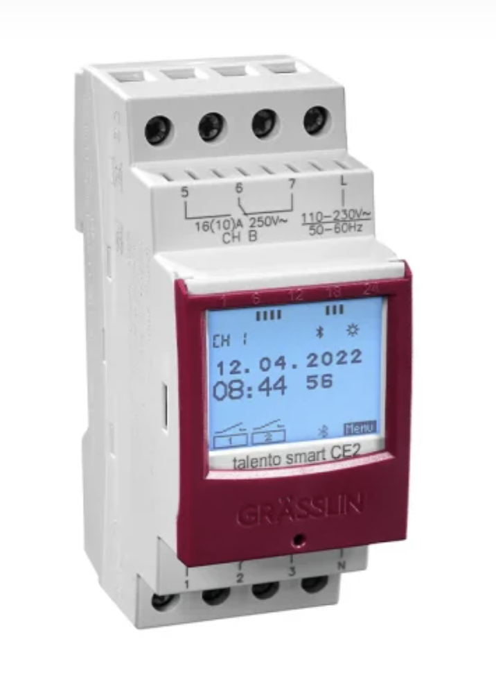 GRASSLIN 43.04.0004.1 數字定時器，TALENTO SMART CE2，DIN 導軌安裝