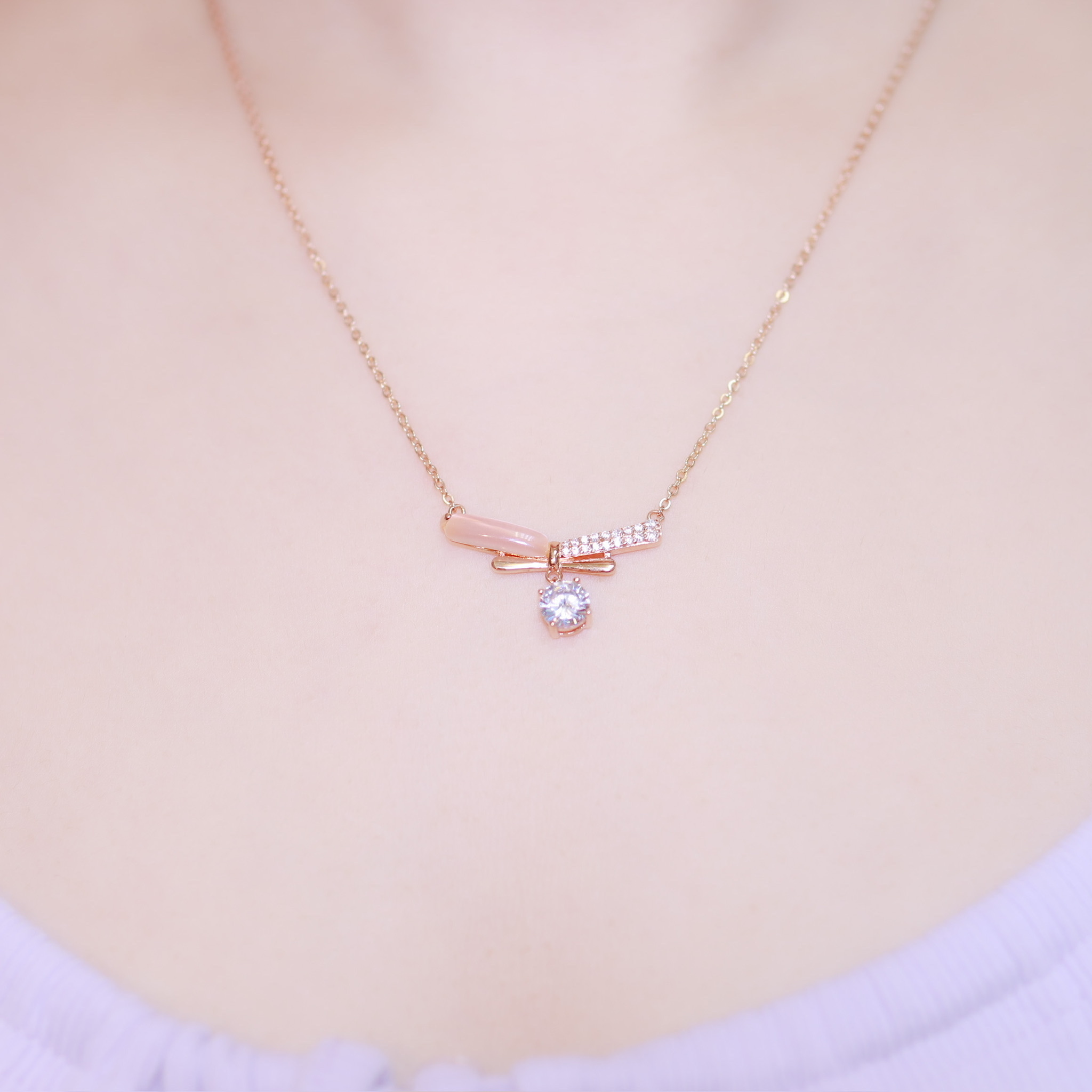 | 925 Silver・ Rose Gold | Stop For You Necklace  | NE0524 |