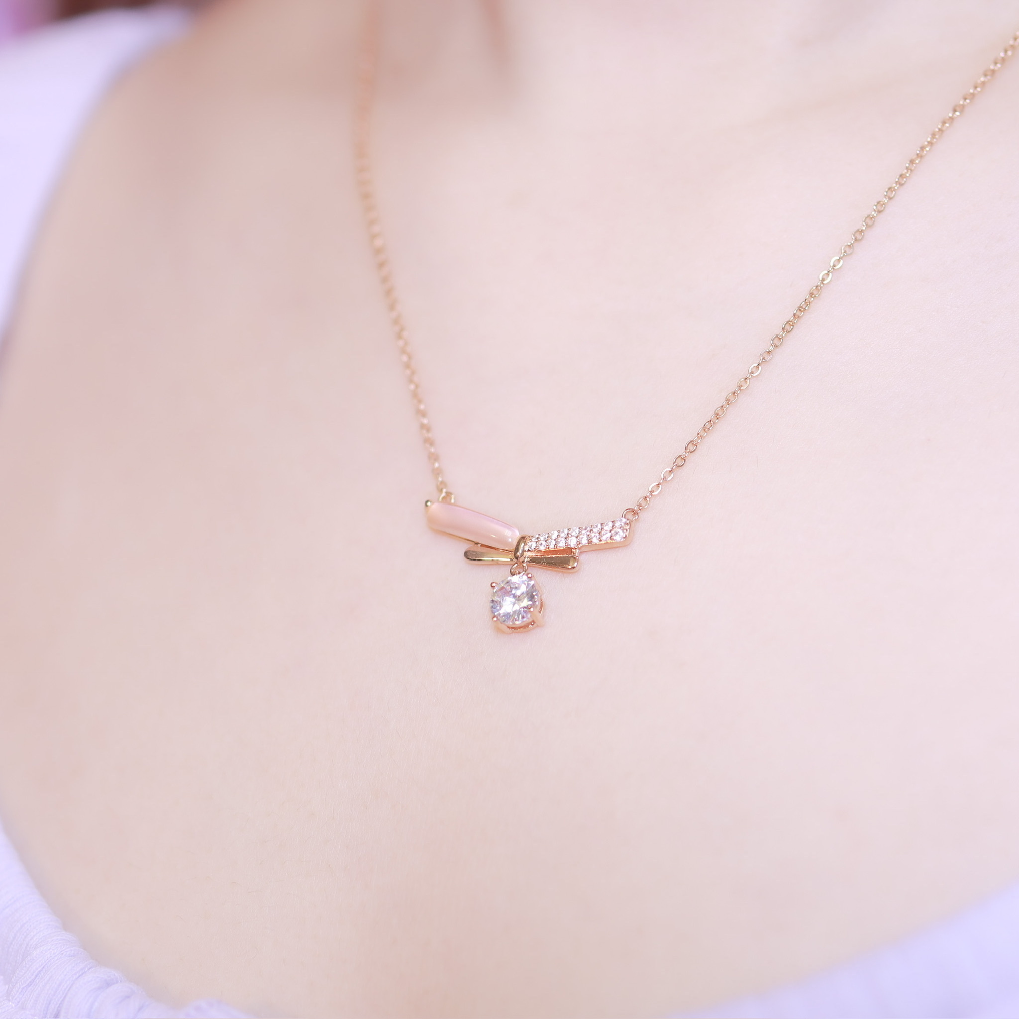 | 925 Silver・ Rose Gold | Stop For You Necklace  | NE0524 |