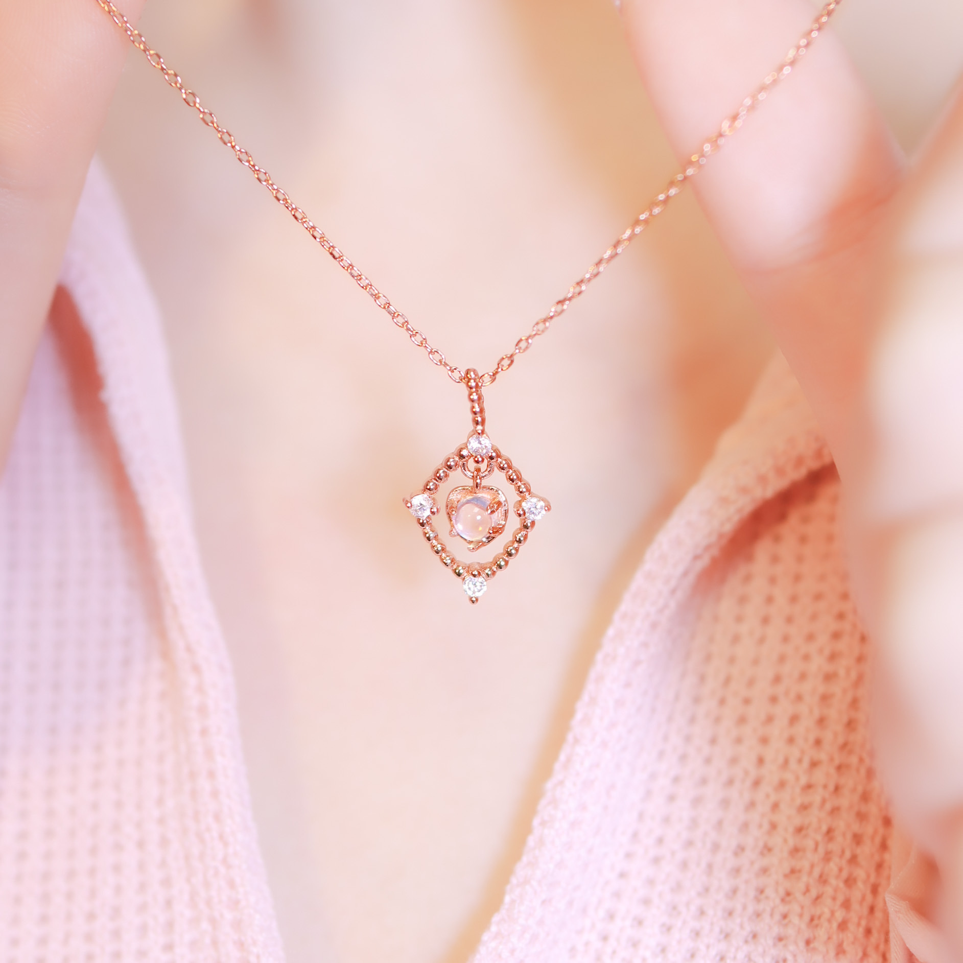 | 925純銀・玫瑰金 | 心框項鍊 | NE0413 |