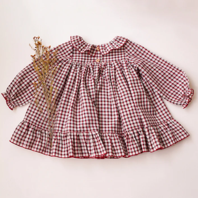 Dannie and Lilou-Long Sleeve Ruffle Collar Dress圓領荷葉綴邊長袖洋裝(Red & Black Gingham)