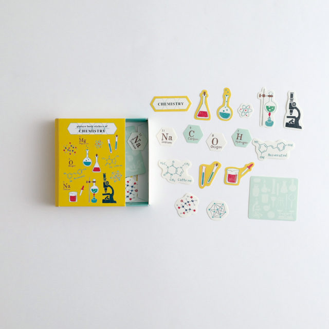 化學圖鑑 34枚書型貼紙組｜日本STUDY HOLIC