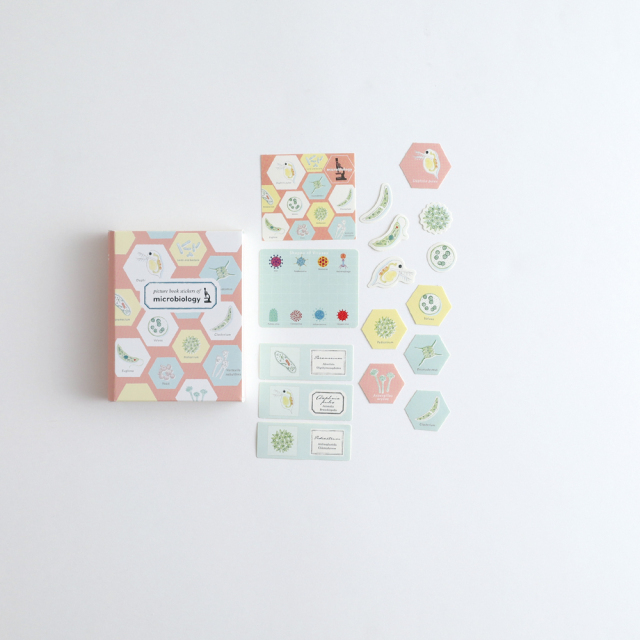 微生物學圖鑑 32枚書型貼紙組｜日本STUDY HOLIC