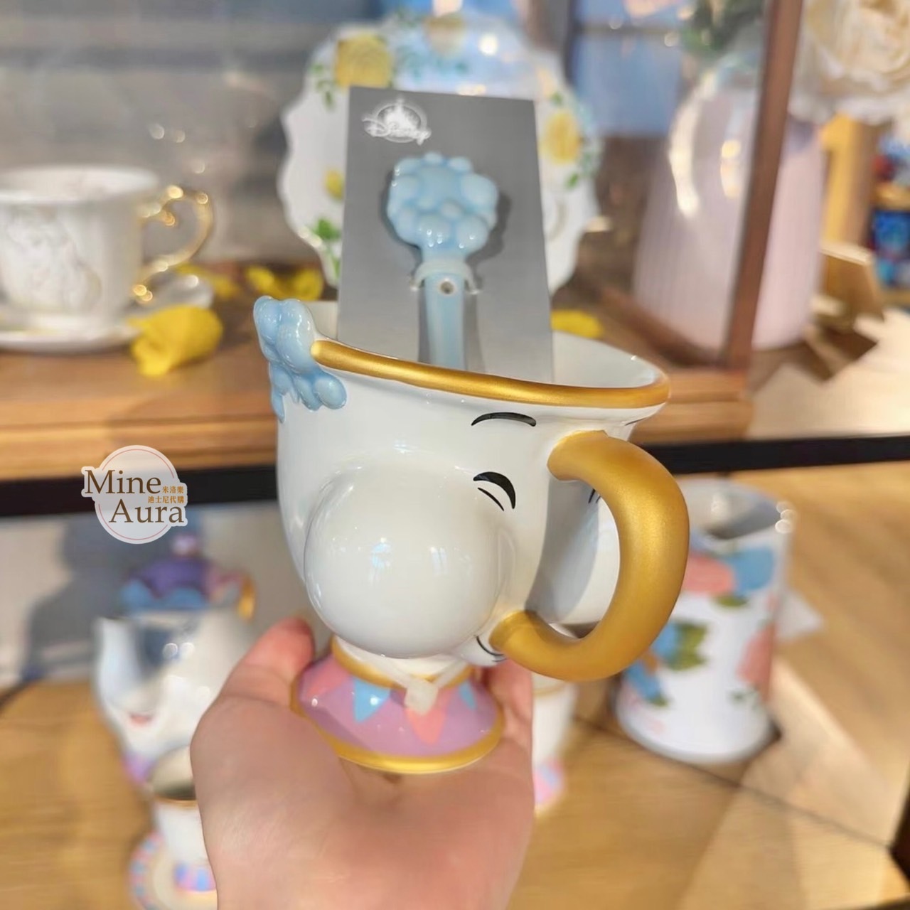 阿齊 Chip 造型 湯勺+馬克杯 組 水杯 美女與野獸 Beauty and the Beast -上海迪士尼樂園