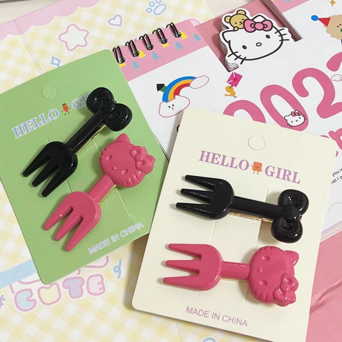 [4 for RM10] Cute Sweet Cool kt Cat Fruit Fork Hair Clip