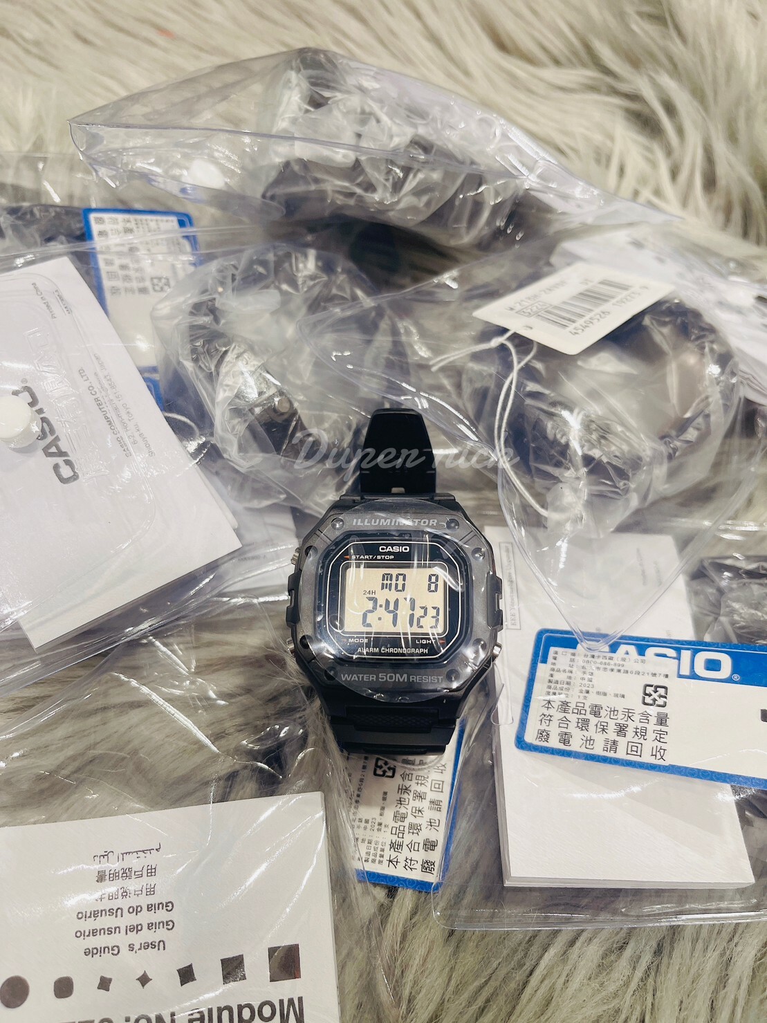CASIO 卡西歐 復古方型 計時 電子 手錶 黑