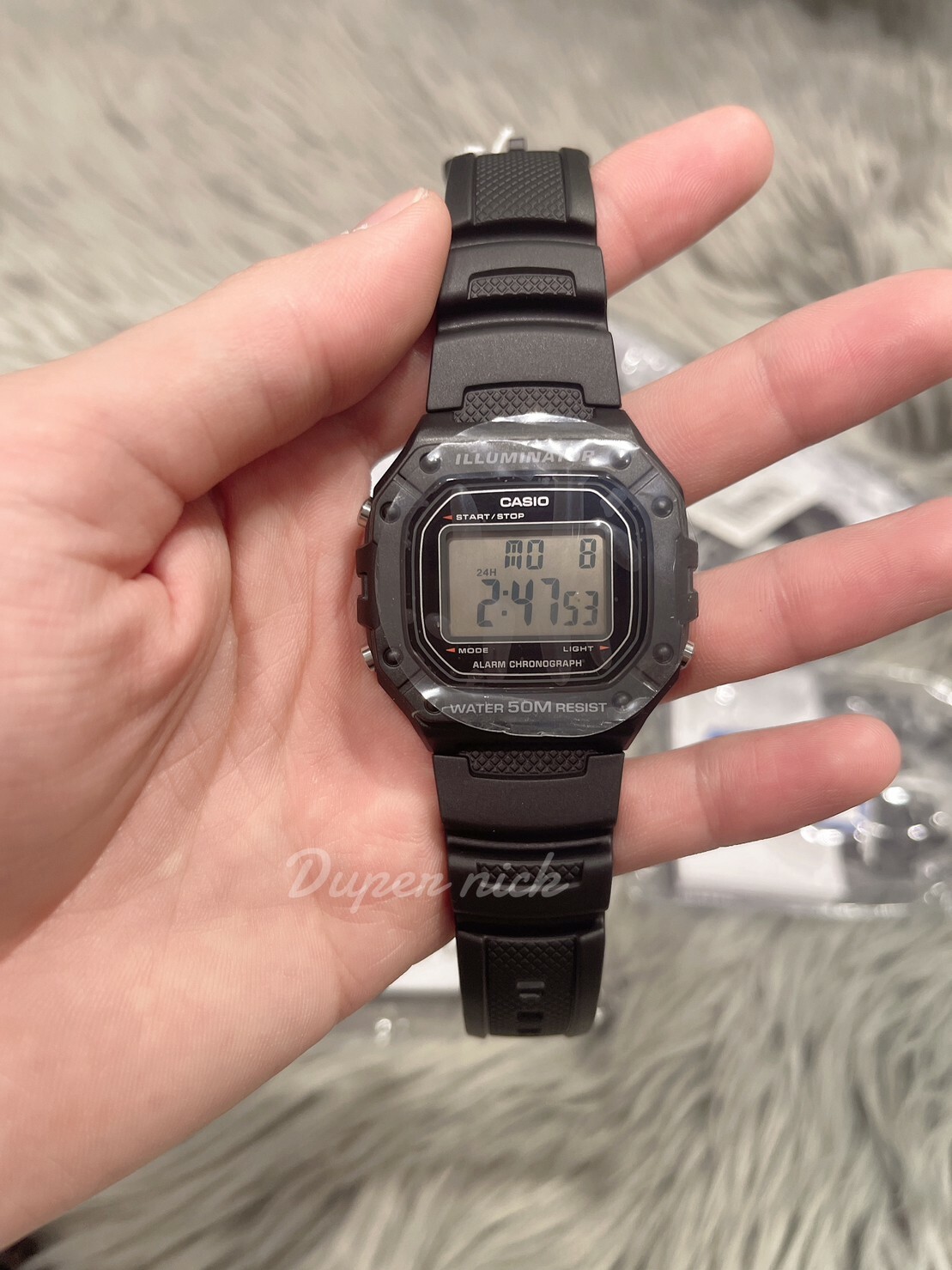 CASIO 卡西歐 復古方型 計時 電子 手錶 黑