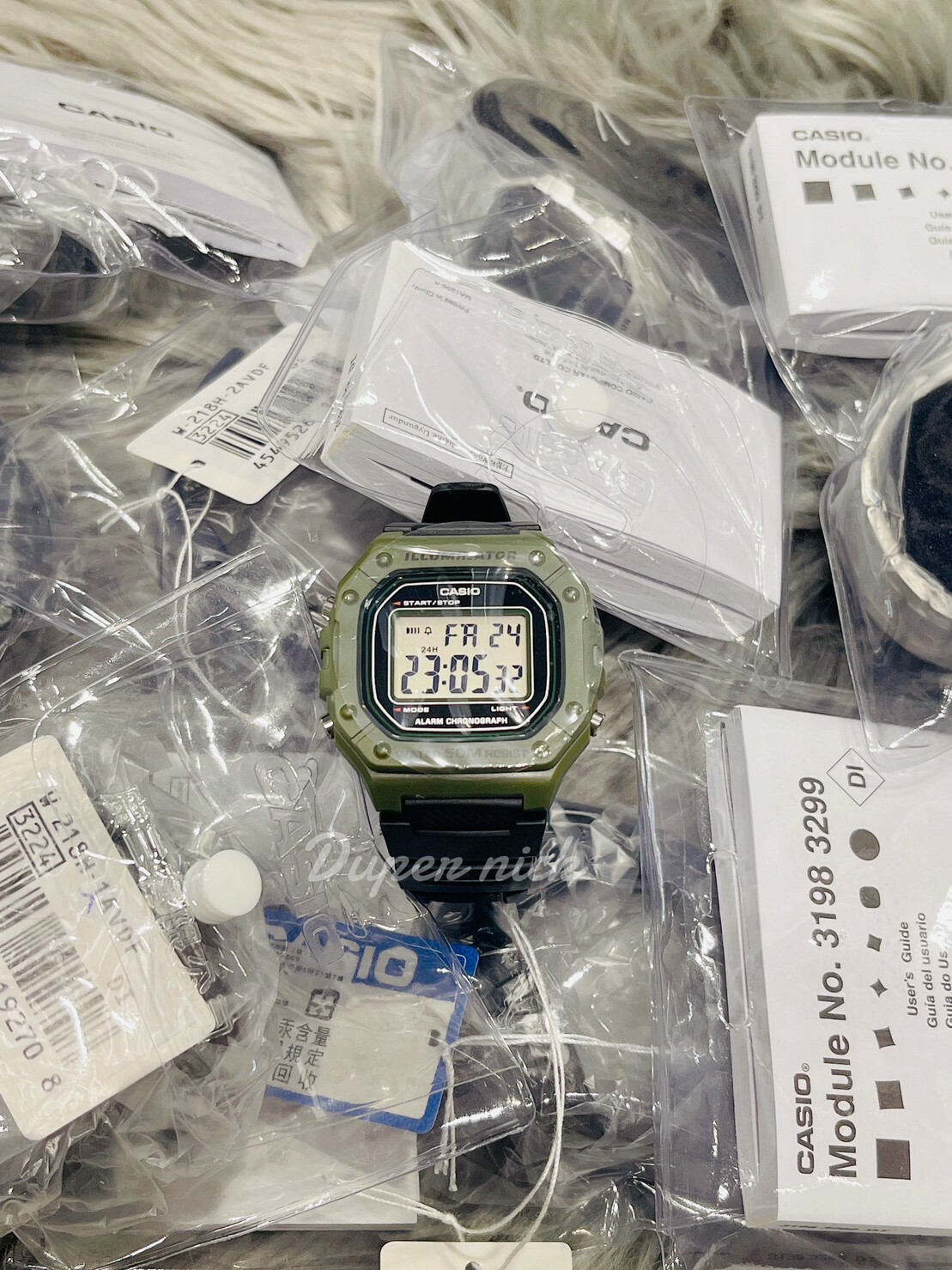 CASIO 卡西歐 復古方型 計時 電子 手錶 墨綠