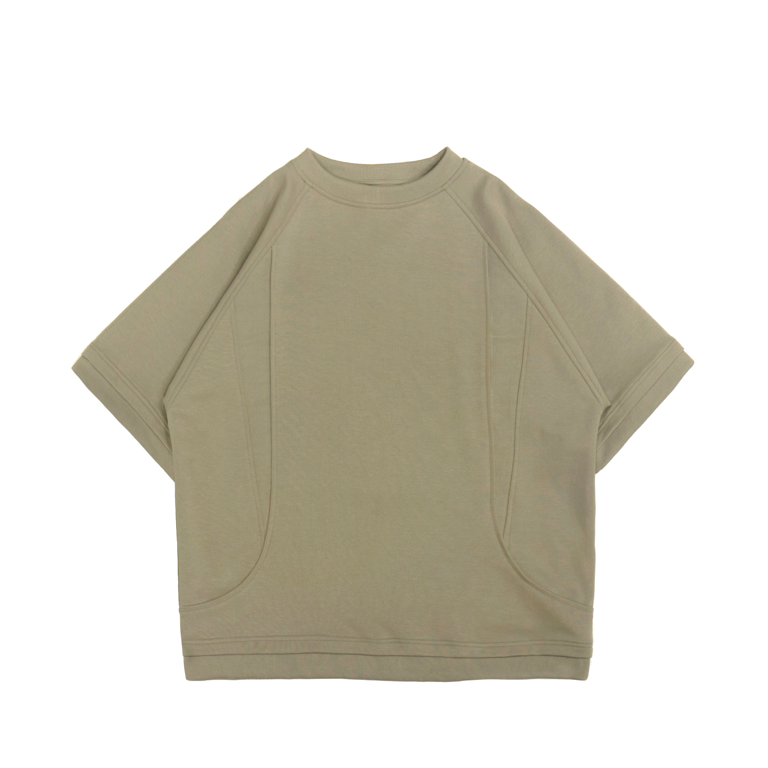 蟲骨羅紋彈性寬鬆上衣- 卡其