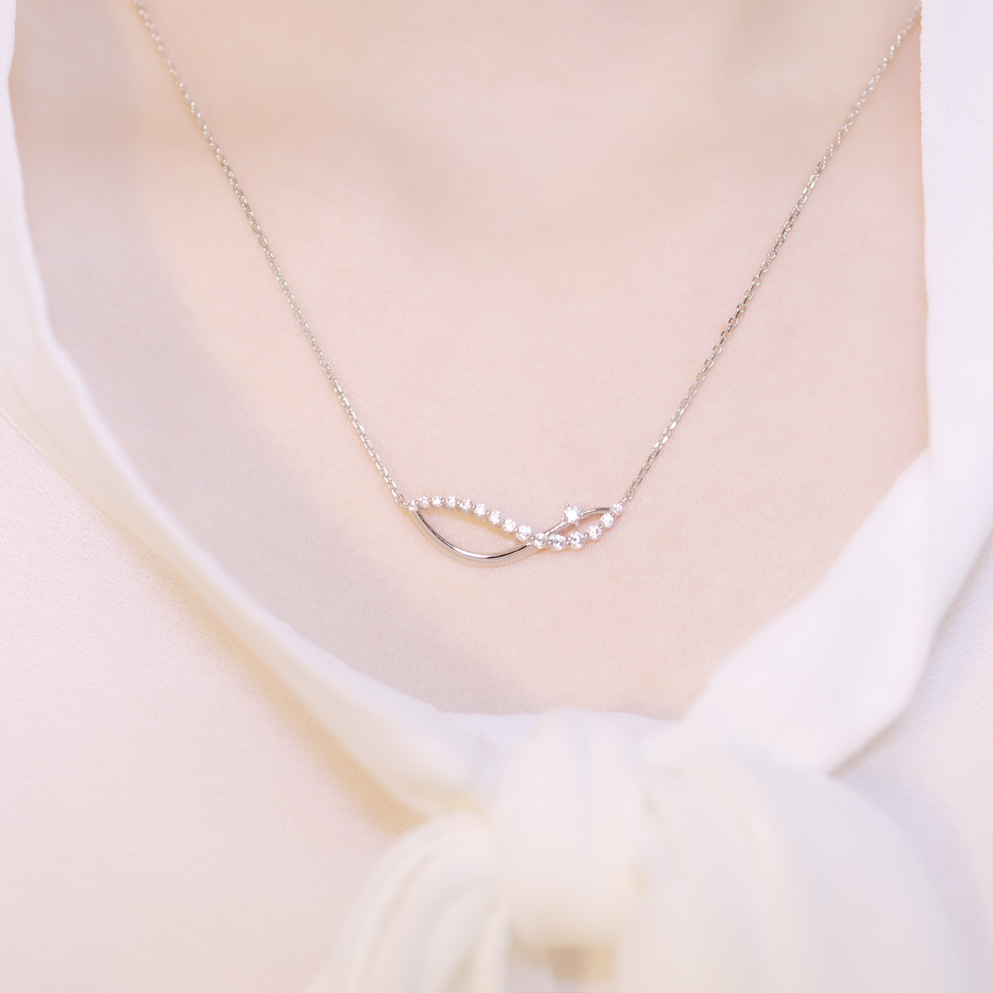 | 925純銀・厚鍍白金・ 厚鍍玫瑰金 | 幸福星軌項鍊 (銀/玫瑰金) | NE0929 |