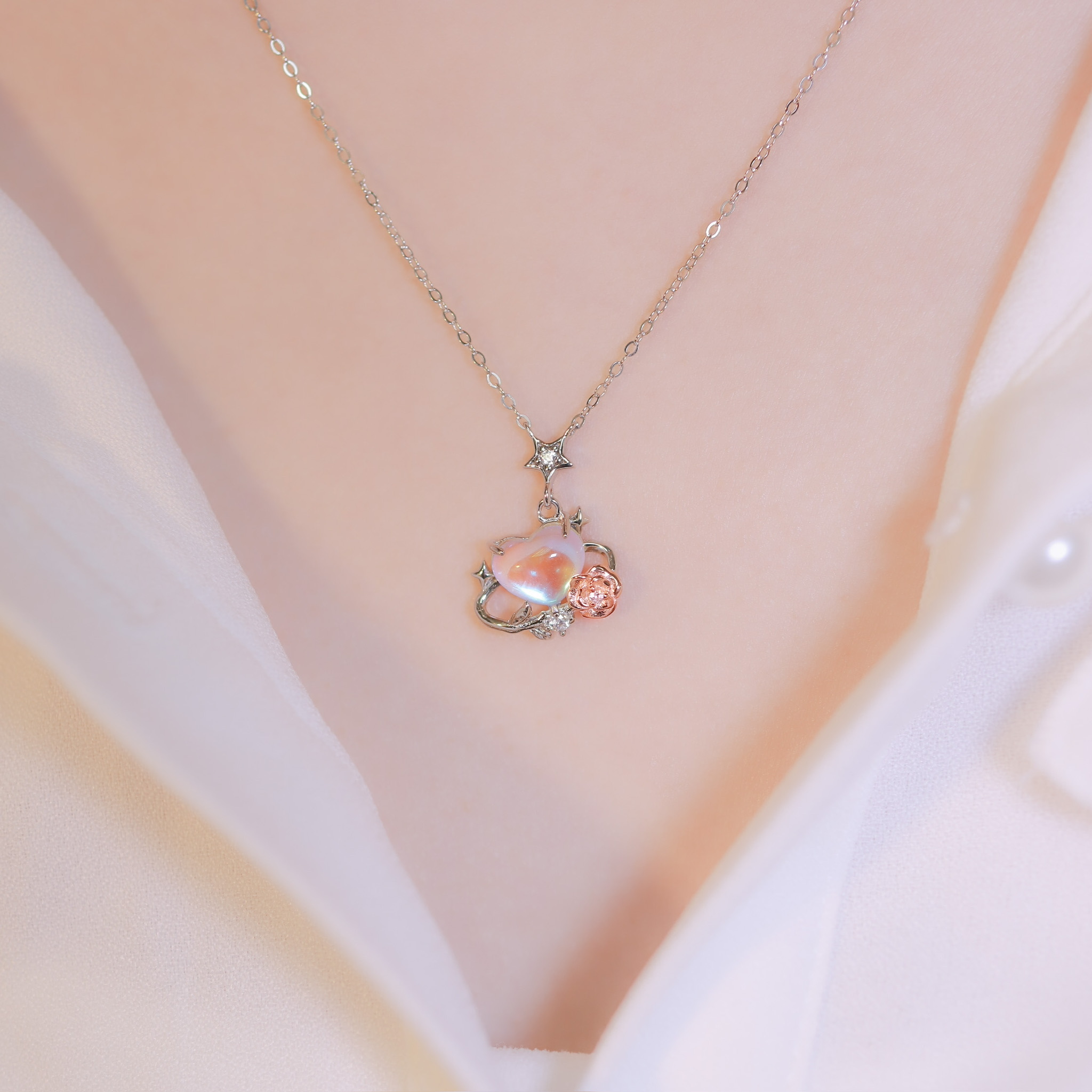 | 925銀丨玫瑰心心星球項鍊 | NE0920 |