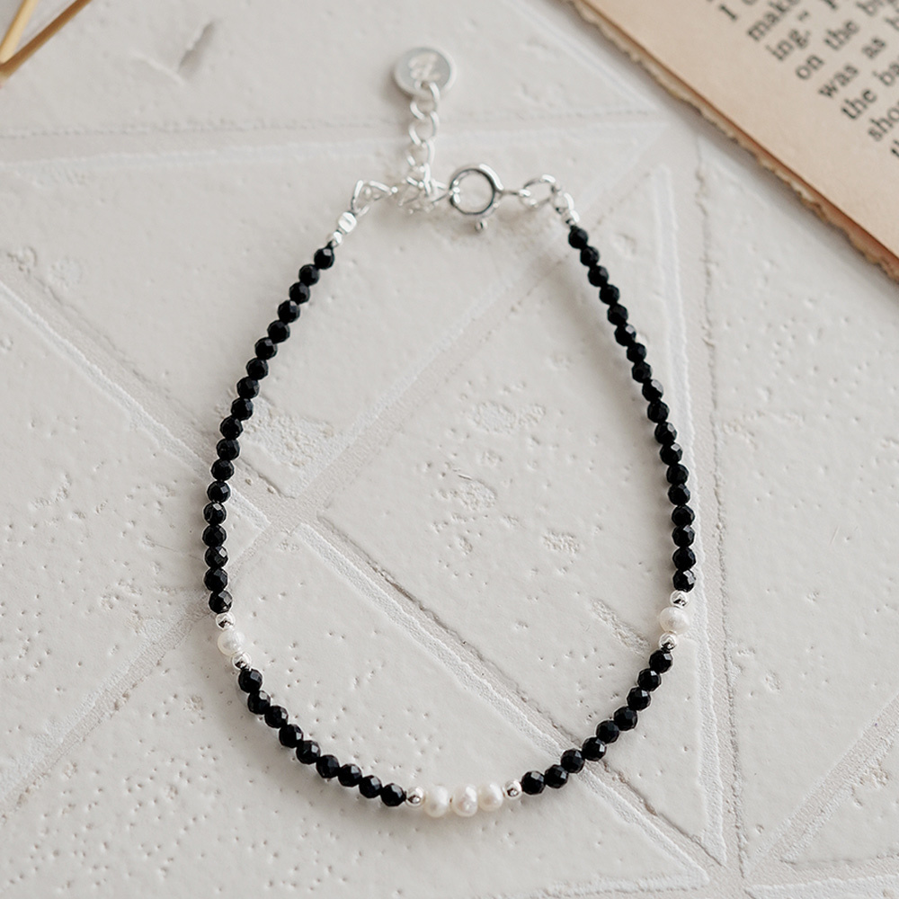 黑尖晶石圓舞曲純銀手鍊/SB017N | 能量水晶 個性 女生串珠手鏈 畢業禮物 七夕