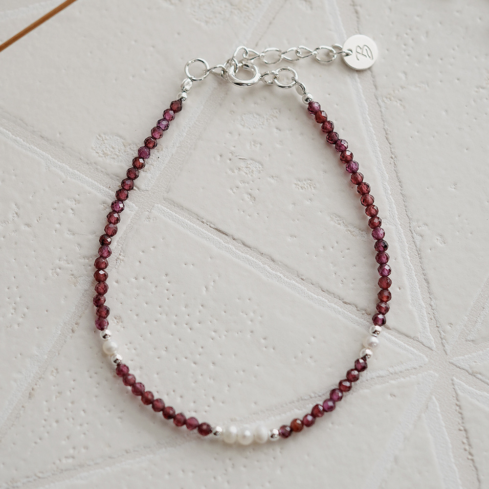 紅石榴石圓舞曲純銀手鍊/SB058| 能量水晶 海底輪 女生禮物 新年禮物 情人節禮物