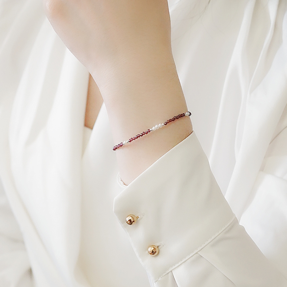 紅石榴石圓舞曲純銀手鍊/SB058| 能量水晶 海底輪 女生禮物 新年禮物 情人節禮物