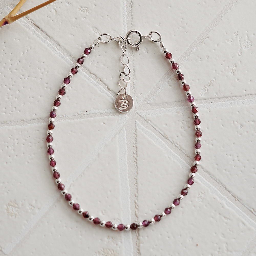 玫瑰星夜純銀手鍊(紅石榴石)/SB059| 天然水晶 女生禮物 精緻串珠