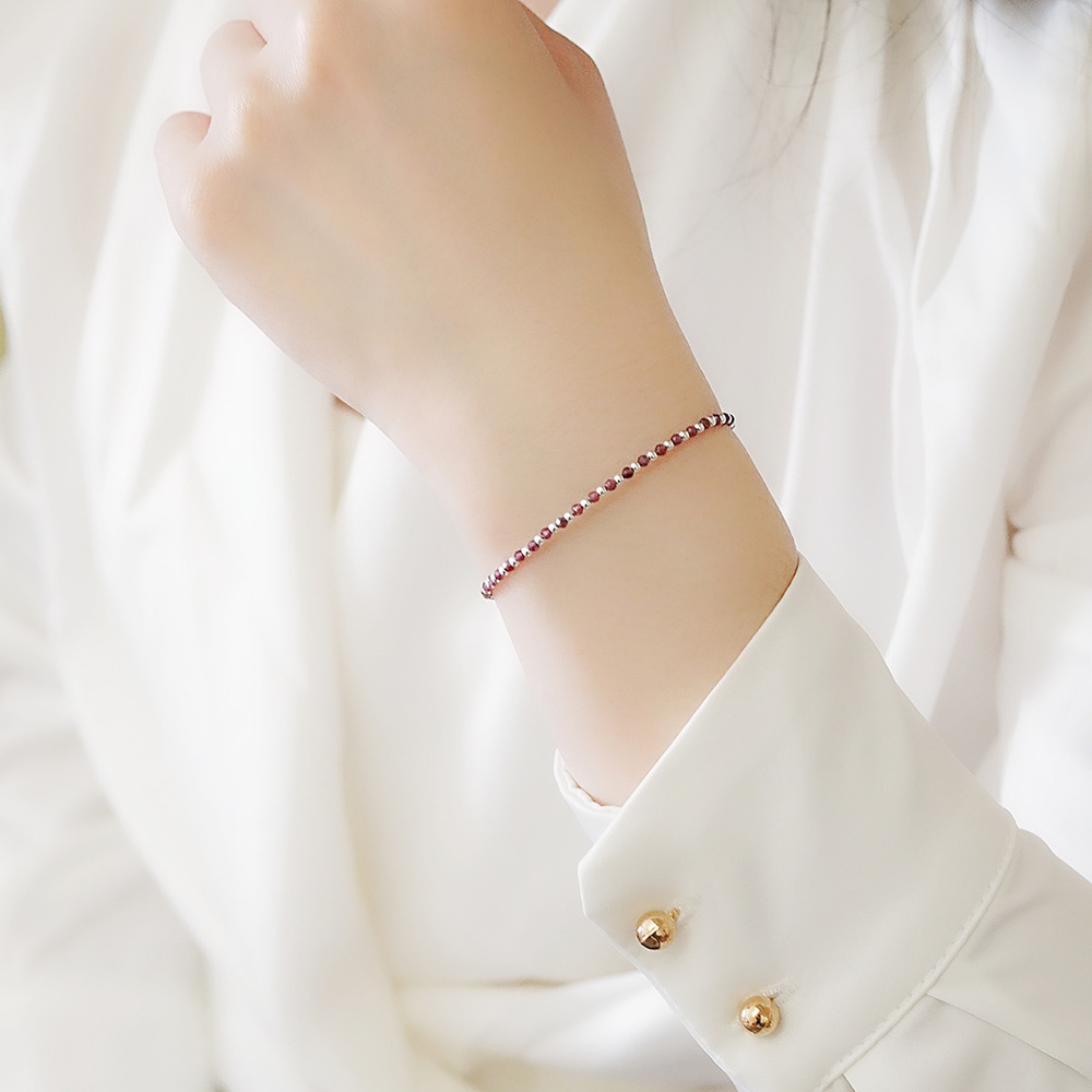 玫瑰星夜純銀手鍊(紅石榴石)/SB059| 天然水晶 女生禮物 精緻串珠