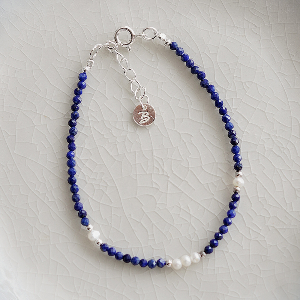 青金石圓舞曲純銀手鍊/SB054| 能量水晶 眉心輪 女生生日禮物 畢業禮物 七夕