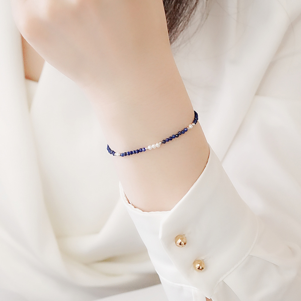 青金石圓舞曲純銀手鍊/SB054| 能量水晶 眉心輪 女生生日禮物 畢業禮物 七夕