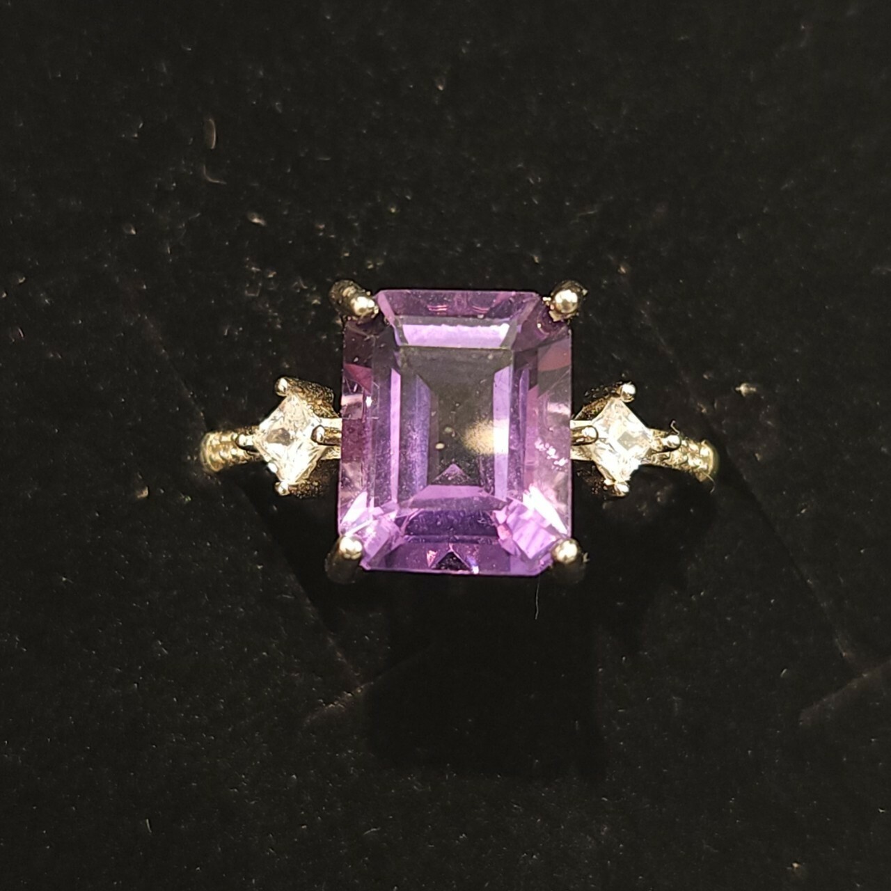 925銀戒指 祖母綠式切割紫水晶戒指