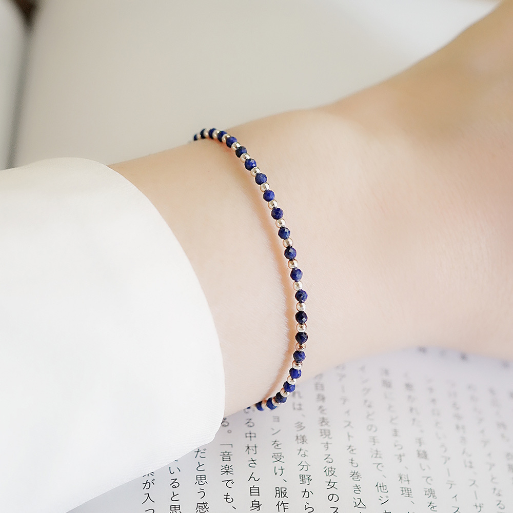 隆河星夜純銀手鍊(青金石)/SB055 | 藍色水晶 天然寶石 串珠手鏈 女生禮物