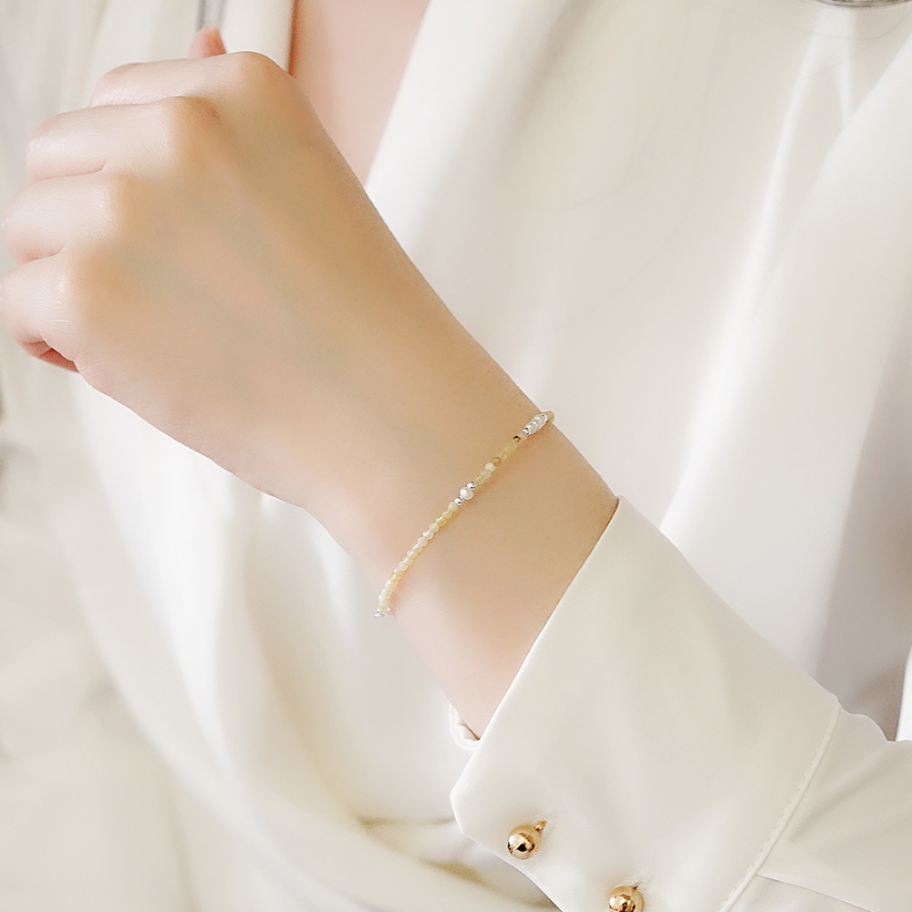 蛋白石圓舞曲純銀手鍊/SB056| 黃色水晶 能量石 女生生日禮物