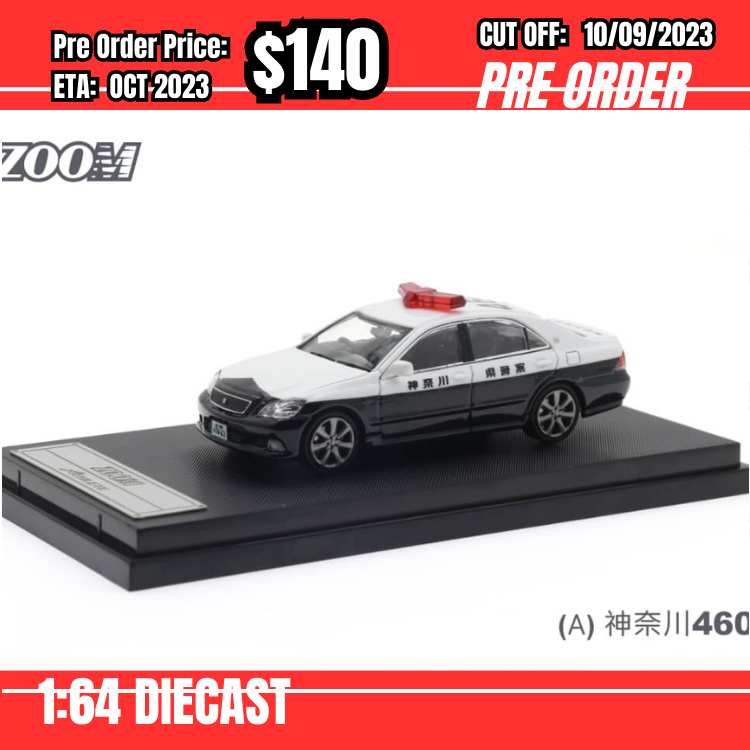 PO-$140 * Zoom * 1:64 Toyota Crown Athlete GRS184 Japan Police #460 [OD02/09]