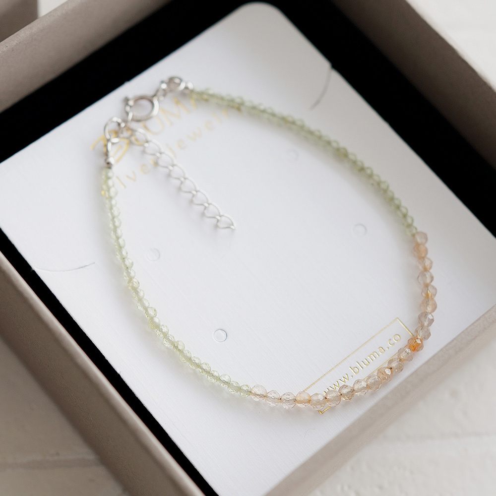 黃水晶與橄欖石的相遇純銀手鍊/SB057|招財水晶  貴人緣 閨蜜禮物