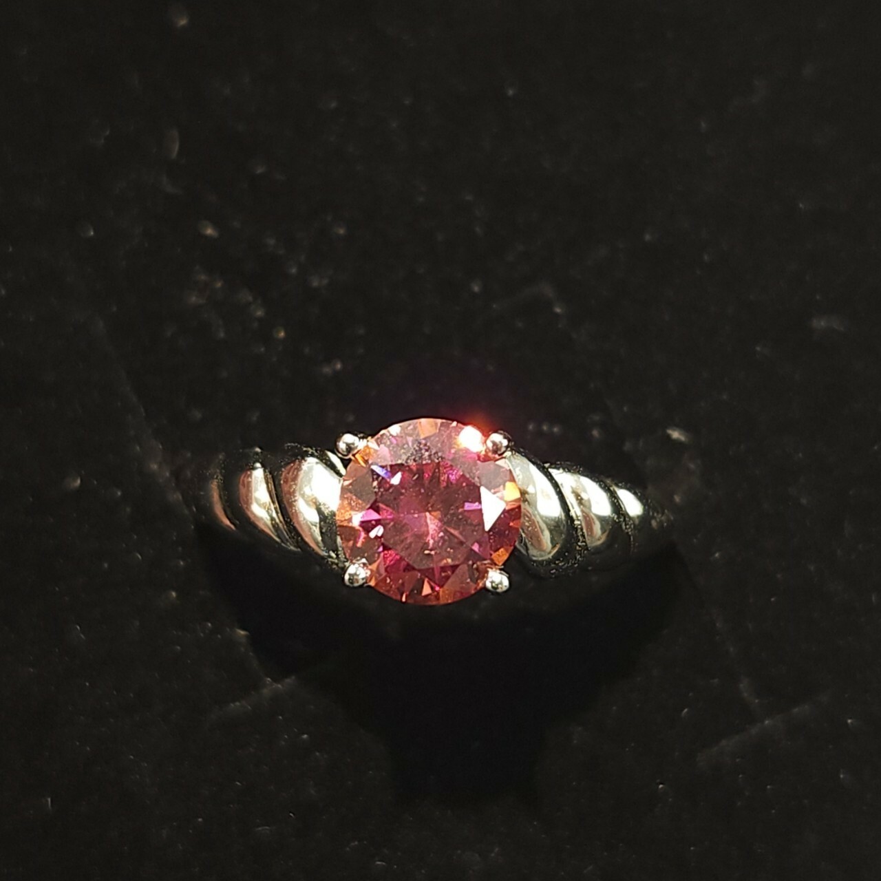 925銀戒指 紅色莫桑鑽戒指