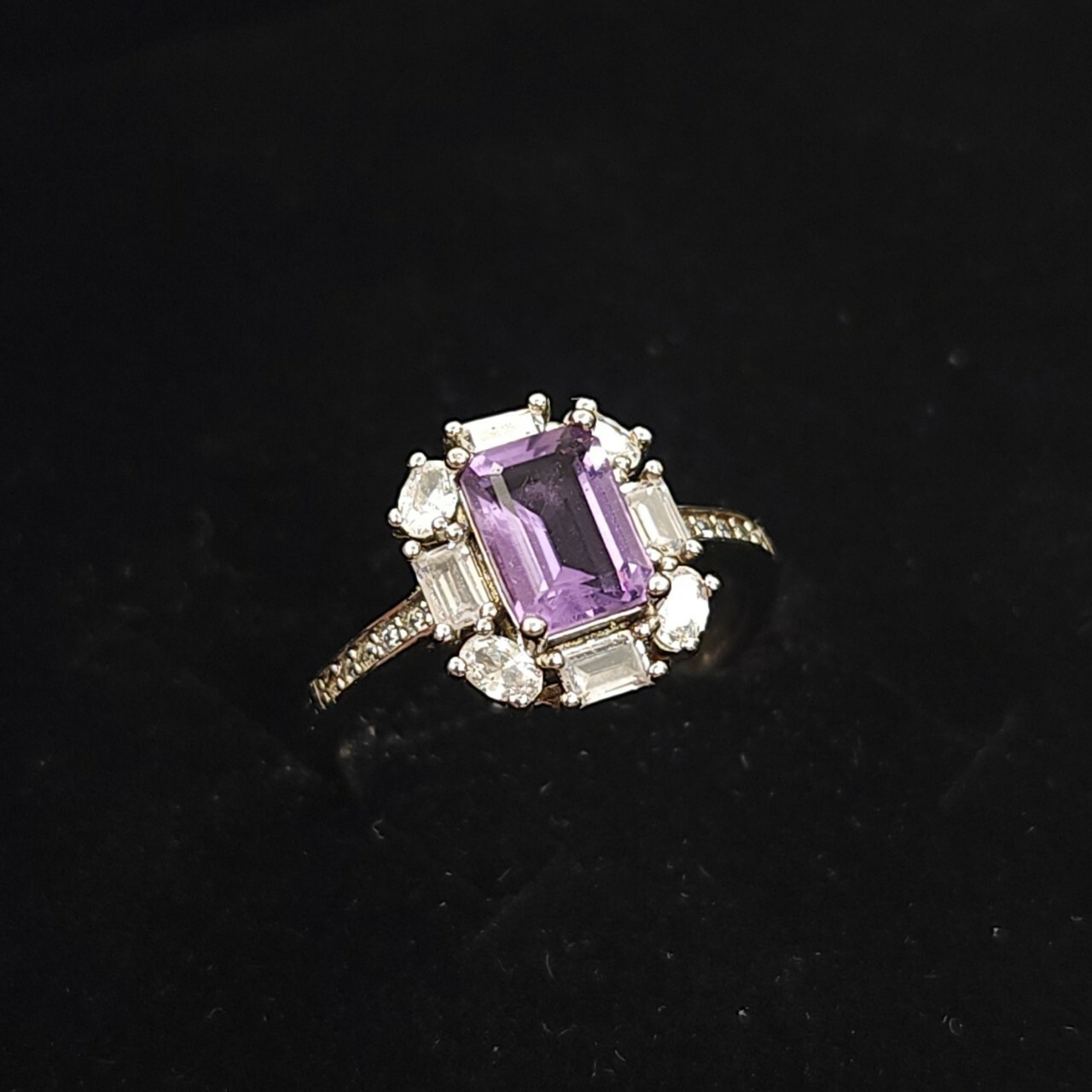 925銀戒指 祖母綠式切割紫水晶戒指