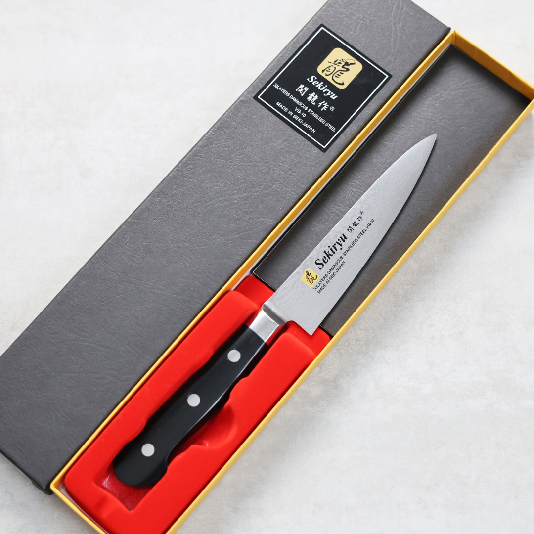 関龍作 蔬果刀 120mm VG10鋼 33層大馬士革 洋柄