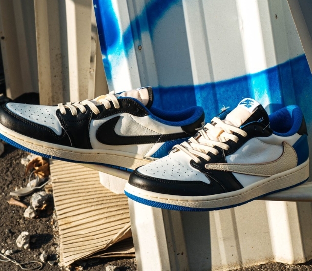 Nike Air Jordan 1 Low x Travis Scott x FRAGMENT 低筒 倒鉤 閃電 藤原浩 三方聯名 白藍黑 DM7866-140