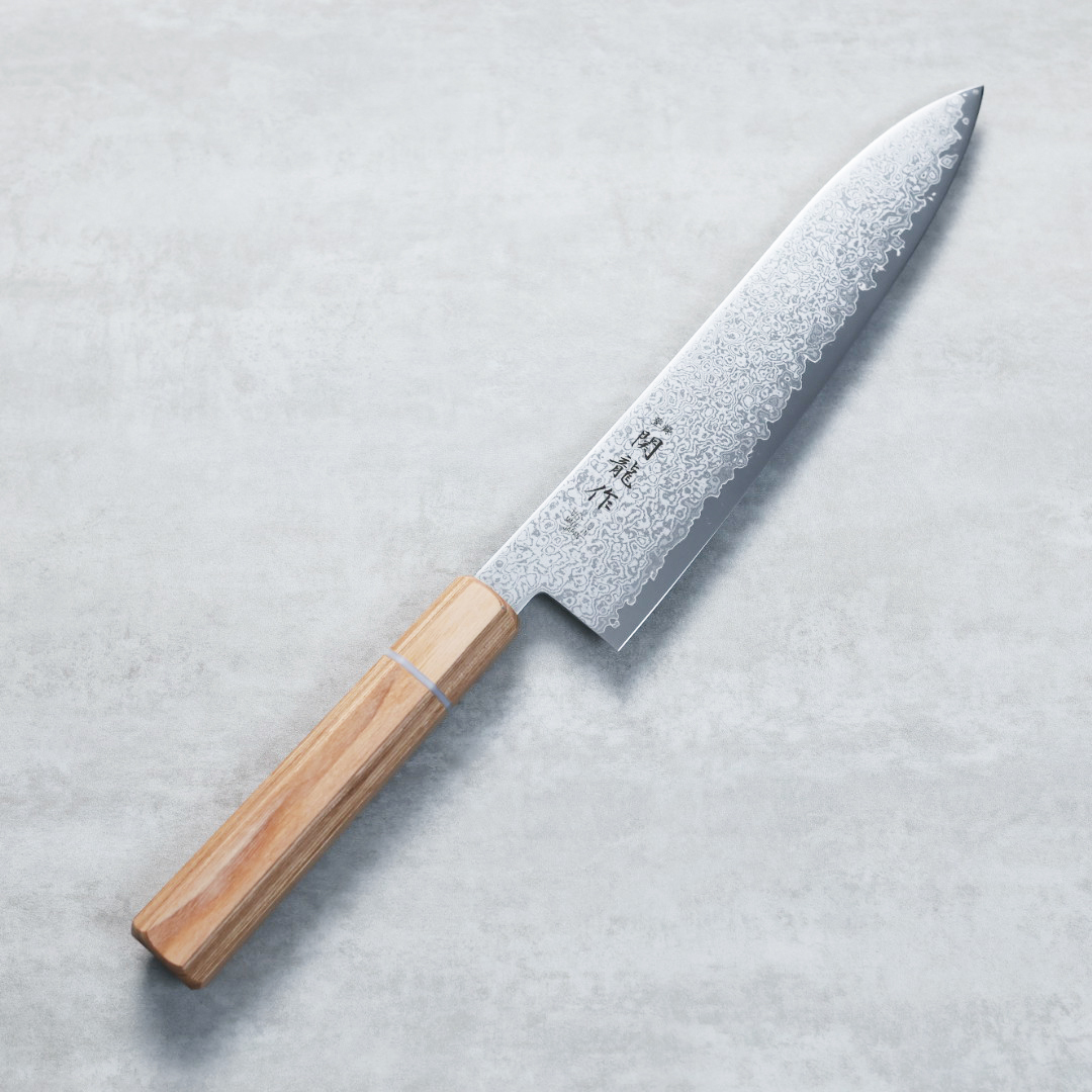 関龍作 牛刀 210mm VG10鋼 33層大馬士革 和柄