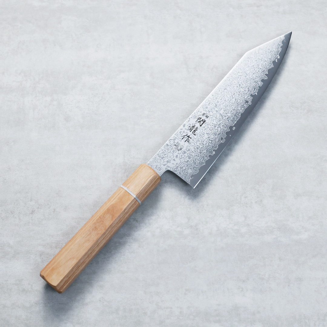 関龍作 切付牛刀 180mm VG10鋼 33層大馬士革 和柄