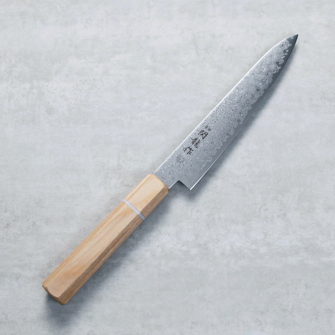 関龍作 蔬果刀 150mm VG10鋼 33層大馬士革 和柄